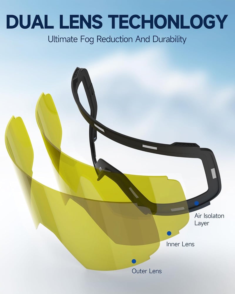 Freela Ski Goggles- Frameless, Magnetic OTG Snow Goggles Interchangeable Lens UV400 Protection Anti-Fog for Adult Men Women - Image 5